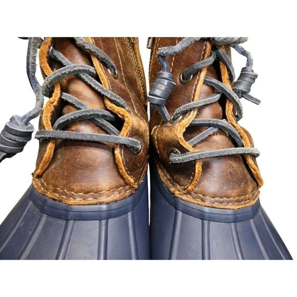 Sperry Top-Sider Womens 6.5 Brown Leather Saltwater Blue Rubber Duck Boots - Picture 7 of 12